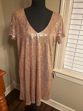 Lulu's Rose Gold Sequin Dress